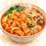 油揚げが入ったマーラータンの手描きイラスト