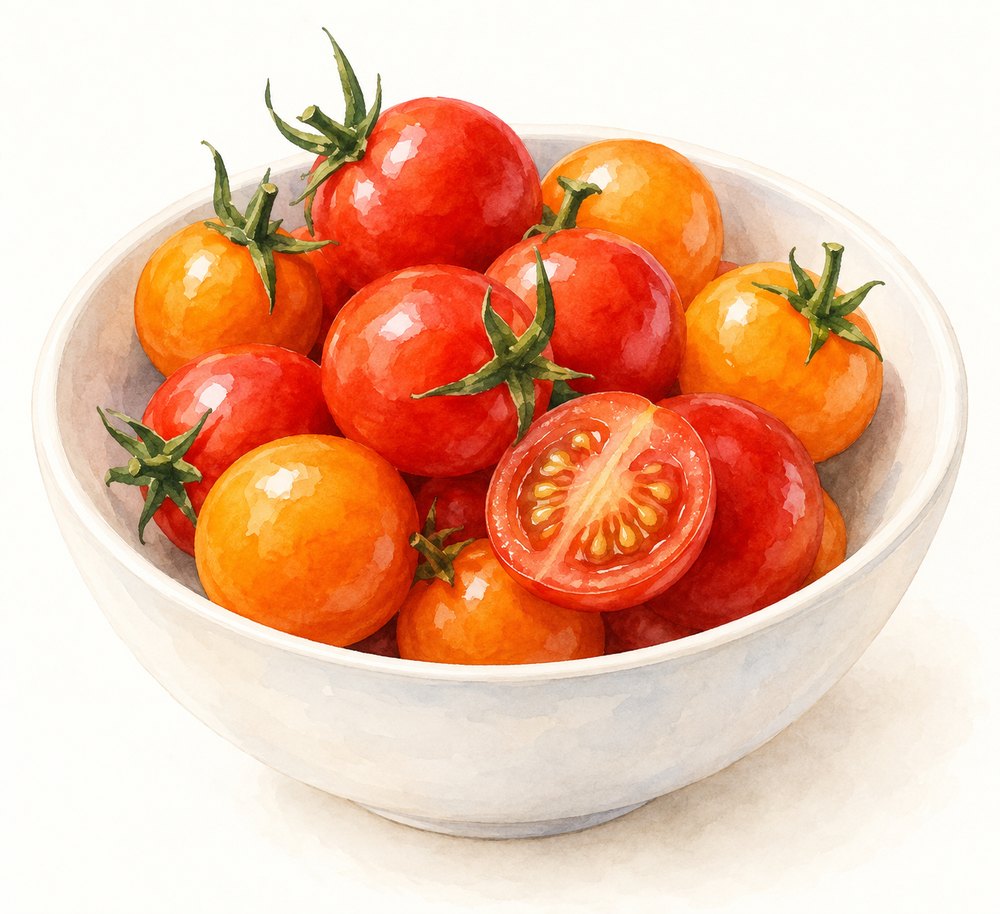 ミニトマトそのものが分かる手描きイラスト