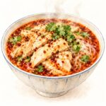 鶏むね肉が入ったマーラータンの手描きイラスト