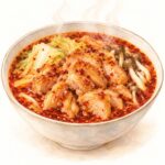 鶏もも肉が入ったマーラータンの手描きイラスト