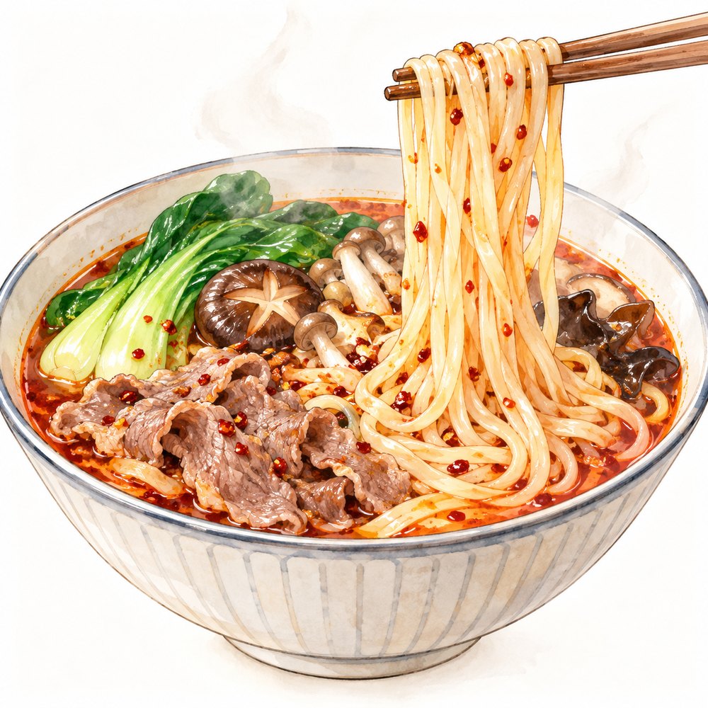 中華麺そのものが分かる手描きイラスト