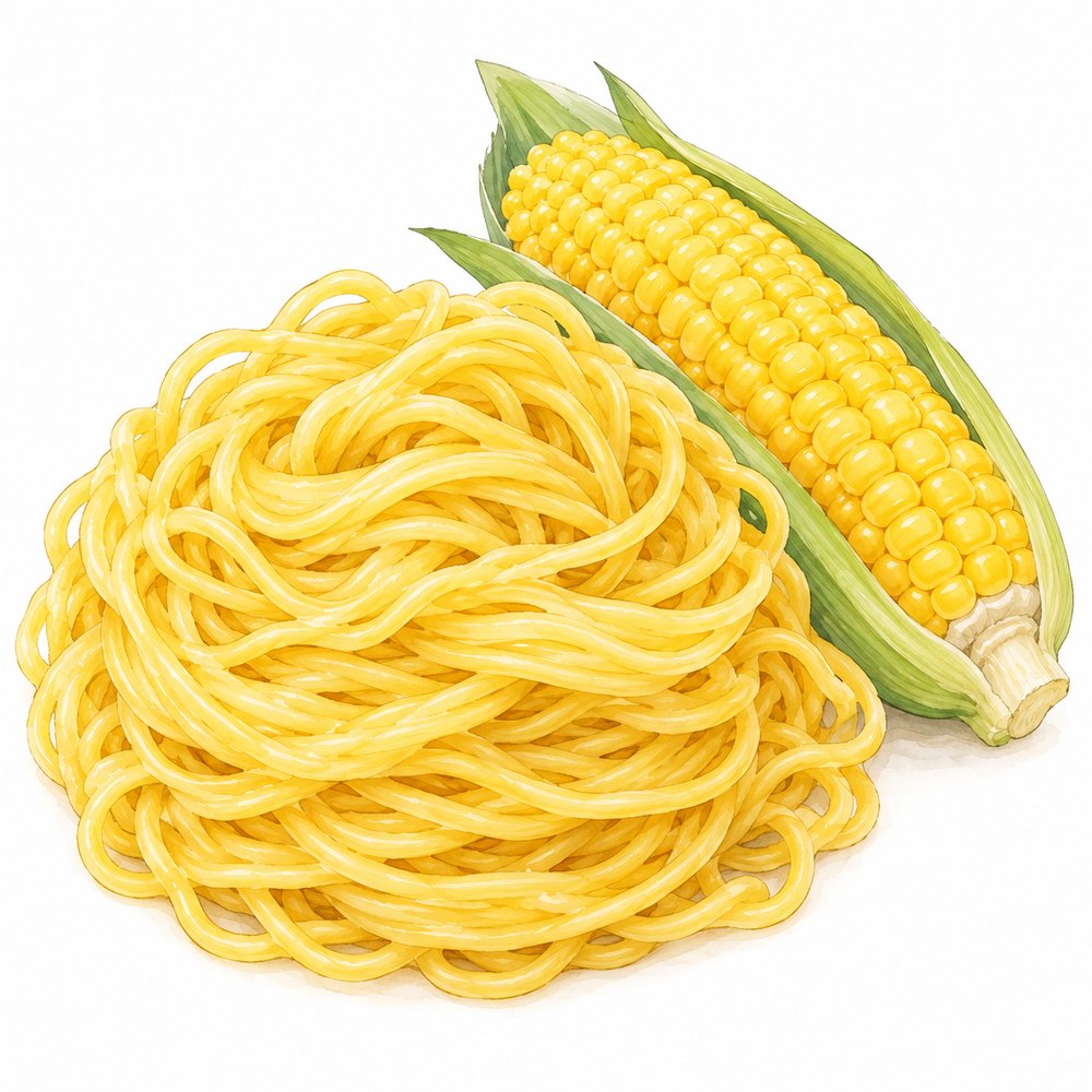 とうもろこし麺そのものが分かる手描きイラスト