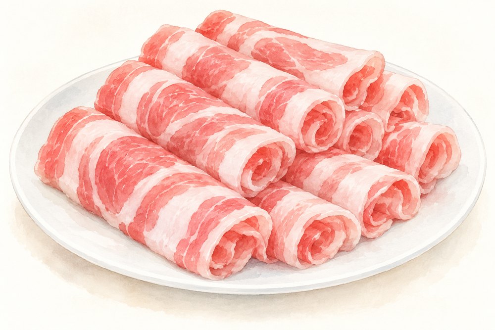 豚バラ肉そのものが分かる手描きイラスト