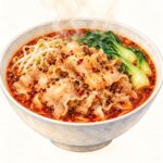 豚バラ肉が入ったマーラータンの手描きイラスト