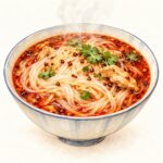 米麺（米線）が入ったマーラータンの手描きイラスト