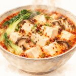 絹豆腐が入ったマーラータンの手描きイラスト