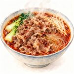 牛肉（薄切り）が入ったマーラータンの手描きイラスト