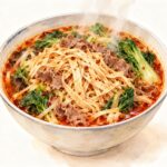 干豆腐(豆腐干絲)が入ったマーラータンの手描きイラスト
