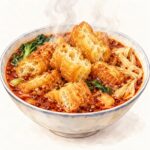 揚げパン(油条)が入ったマーラータンの手描きイラスト