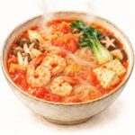 完熟トマトを使ったトマト系マーラータンの水彩イラスト